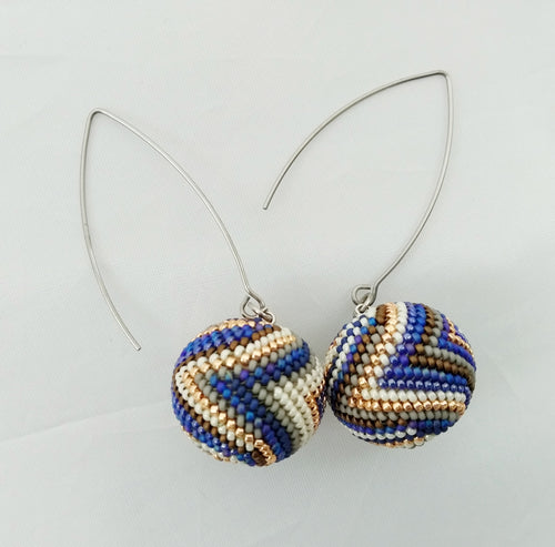Midnight Blue Gold Orb Earrings
