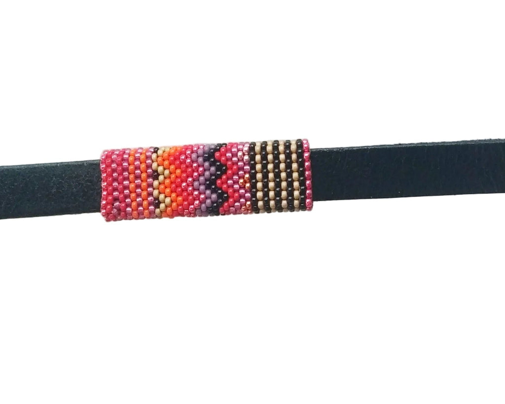 Leather Bracelet – Flame Geometry