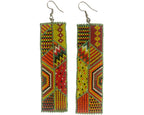 Geometrikus Fülbevaló Zöld Kilim fehér háttéren